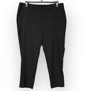 Chico's Ankle Cargo Pants Women Size XL Black Pockets Stretch‎ Outdoor